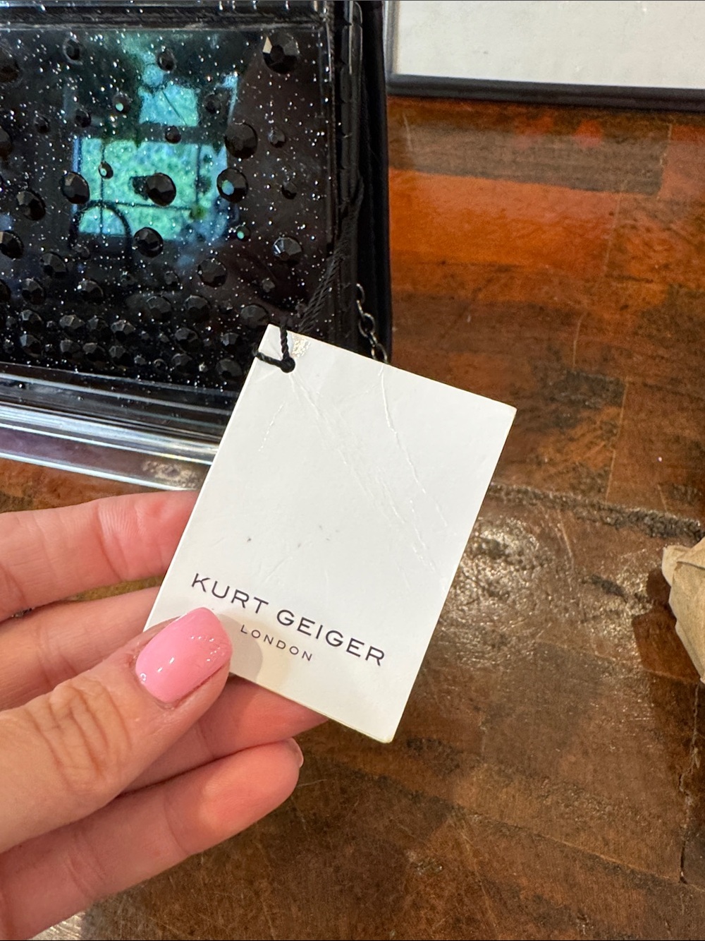 Kurt Geiger Black Beaded Crossbody Clutch - Picture 7 of 9